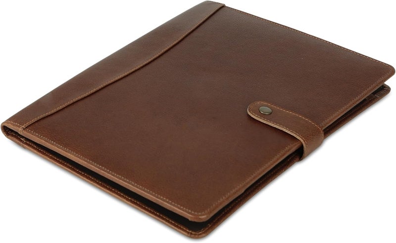 KomalC Leather Portfolio Folder with Button Closure | Business Padfolio for Professionals | Vintage Organizer with Legal Pad Holder, Card Slots & Document Pockets - Image 3